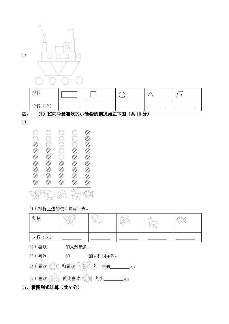 山东省济宁市微山县2020-2021学年一年级下学期期末数学试卷第2页