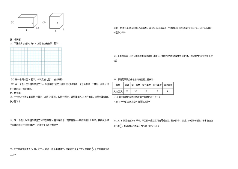 江苏省2023-2024学年六年级上学期数学高频易错期末预测卷（苏教版）第2页