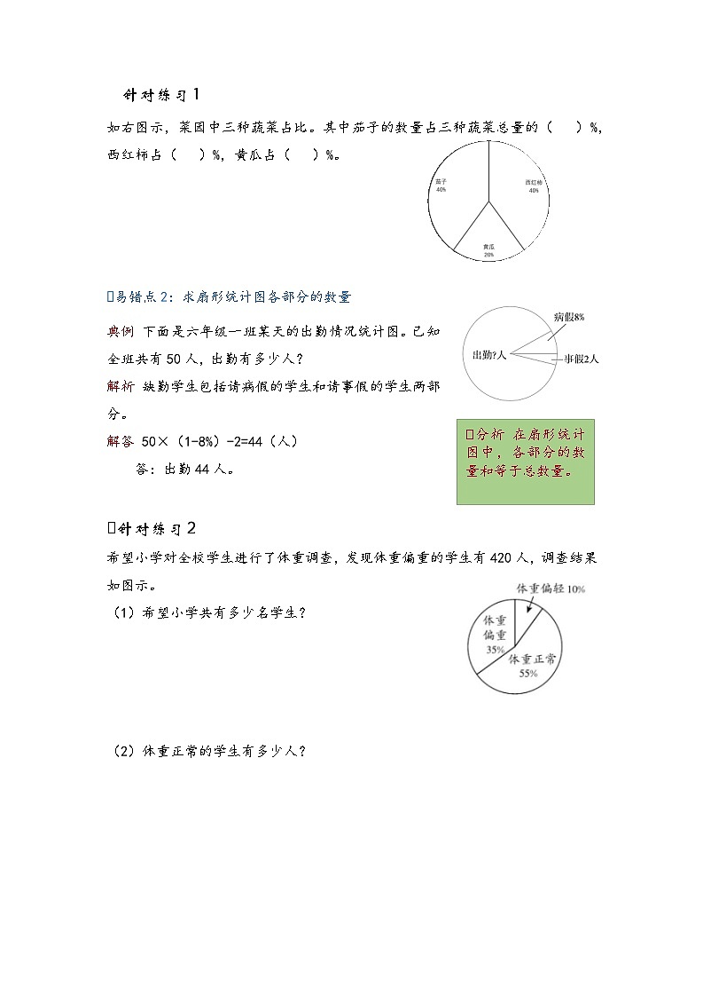 六年级下册数学单元复习讲义苏教版第一单元扇形统计图02
