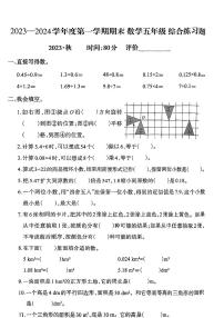 重庆市沙坪坝区2023-2024学年五年级上学期期末数学试卷+