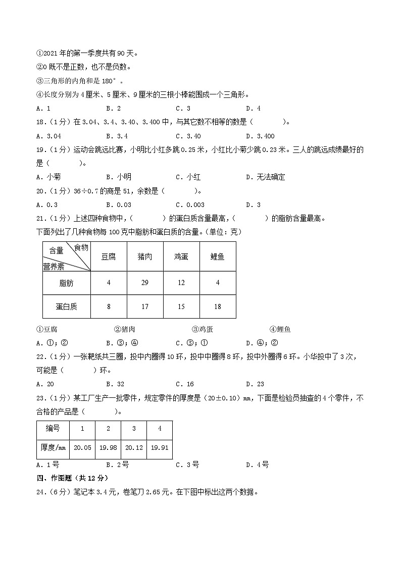 （徐州卷）江苏省徐州市2023-2024学年五年级上学期期末考试质量调研数学试卷一（苏教版）03