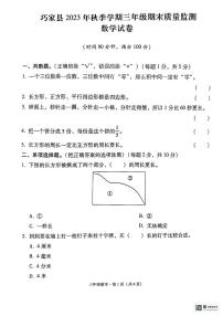 云南省昭通市巧家县2023-2024学年三年级上学期期末数学考试卷