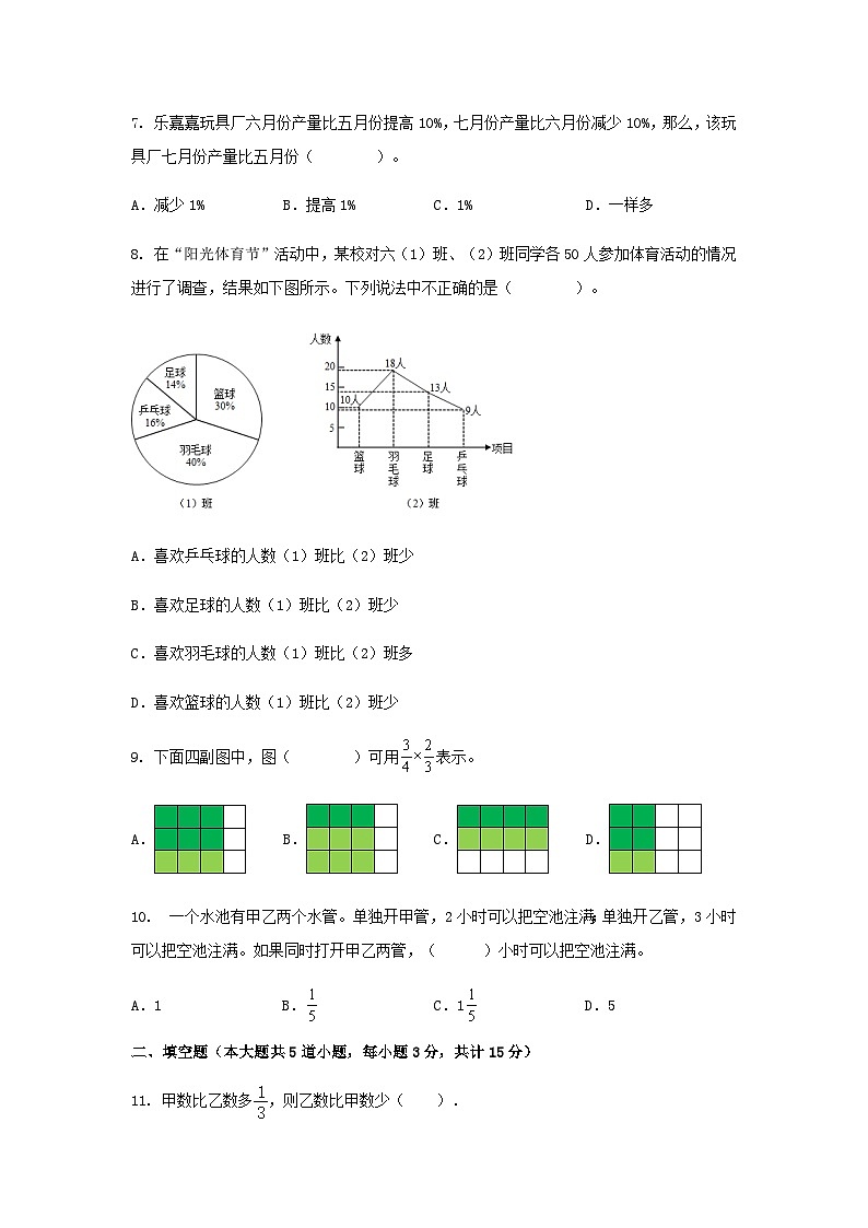 期末综合习题（试题）人教版六年级上册数学（无答案）第2页