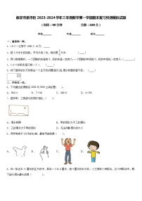 保定市新市区2023-2024学年三年级数学第一学期期末复习检测模拟试题含答案