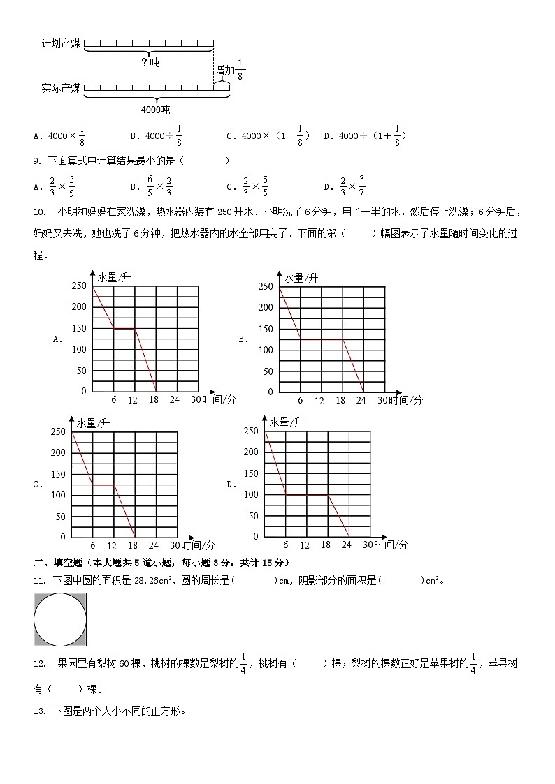 人教版6年级上册数学期末练习（无答案）第2页