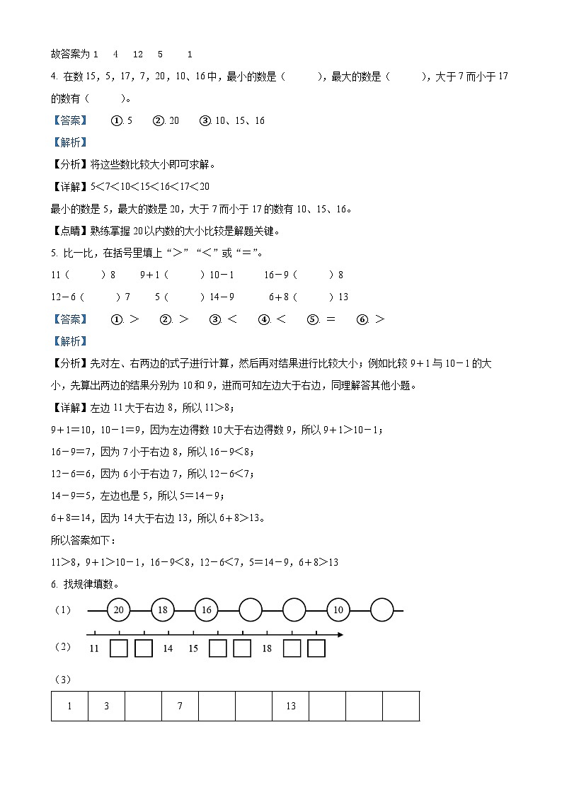 2023-2024学年四川省眉山市西师大版一年级上册期末考试数学试卷第2页