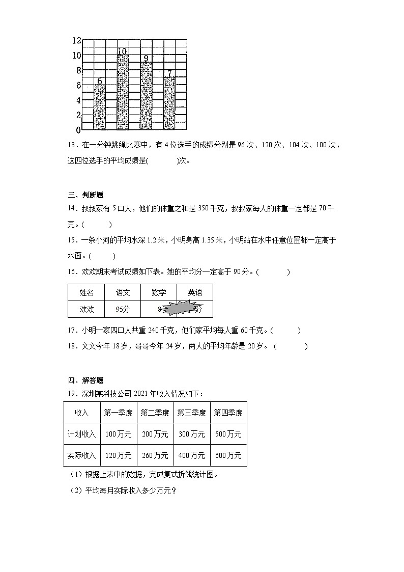 6.4平均数同步练习 北师大版数学四年级下册03