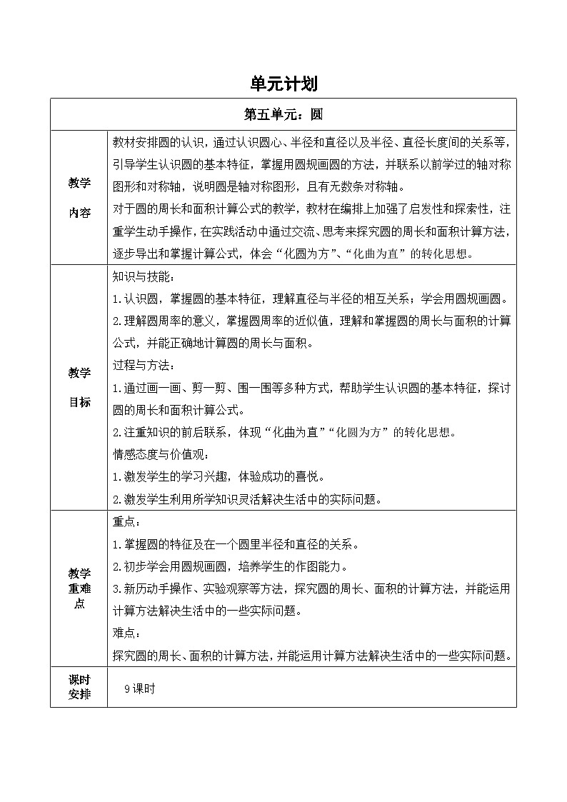 人教版六年级上册数学第五单元整理与复习（教案）01