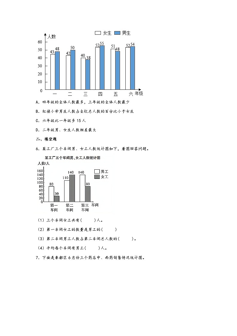 北师大版数学五年级下册 8.1.《复式条形统计图》练习第3页