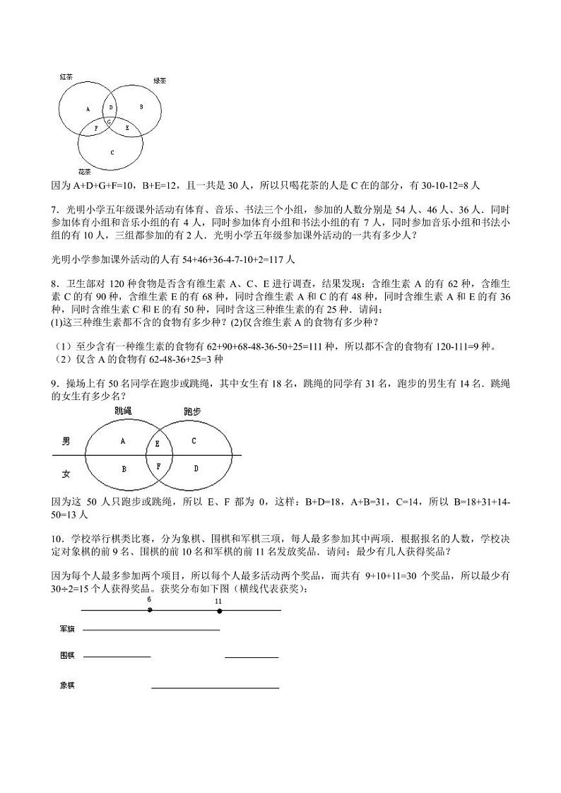 数学思维导引 五年级 第4讲 包含与排除教案02