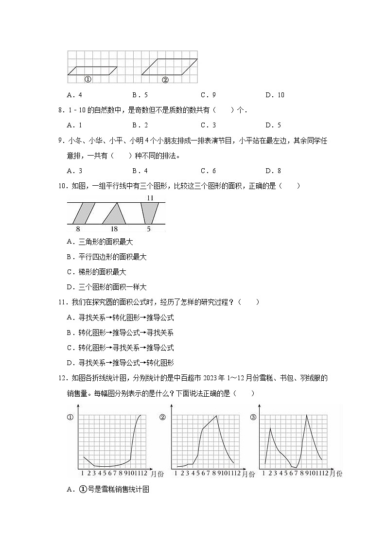 山东省潍坊市昌邑市2023-2024学年五年级上学期期末数学试卷02