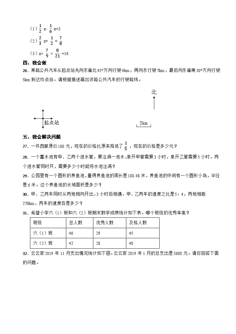 吉林省四平市公主岭市2020-2021学年六年级上学期数学期末试卷第3页