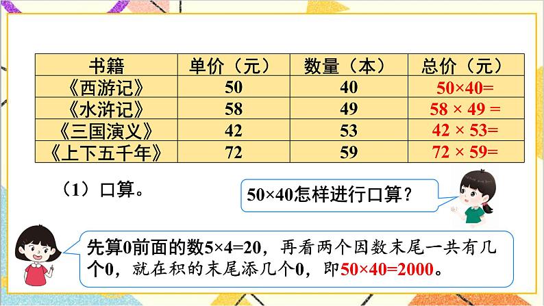 第九单元 第一课时 两位数乘两位数 除数是一位数的除法课件第4页