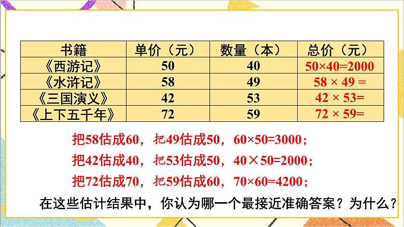 第九单元 第一课时 两位数乘两位数 除数是一位数的除法课件第7页