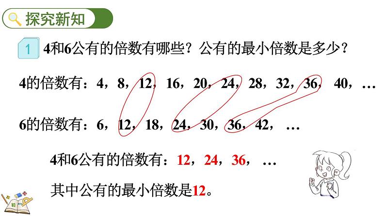 人教版五年级下册数学4.5.1 最小公倍数及其求法（课件）第4页