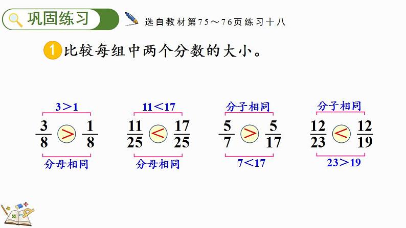 人教版五年级下册数学4.5.5分数的意义和性质 练习十八（课件）第5页