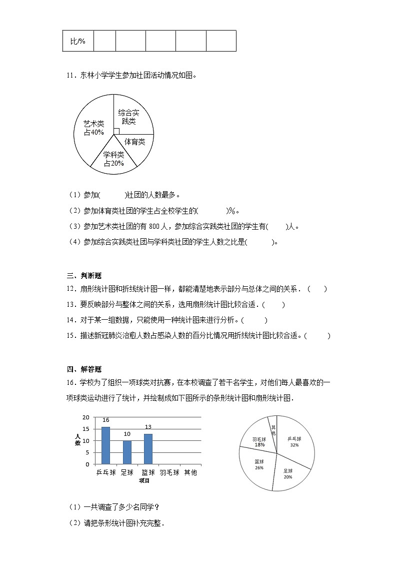 第一单元扇形统计图同步练习  苏教版数学六年级下册03
