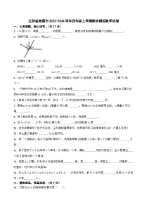 江苏省南通市2023-2024学年四年级上学期期末模拟数学试卷