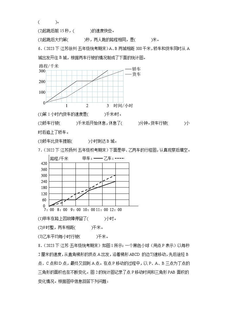 江苏省期末试题汇编-06折线统计图（填空题常考30题）-小学五年级数学下册（苏教版）第3页