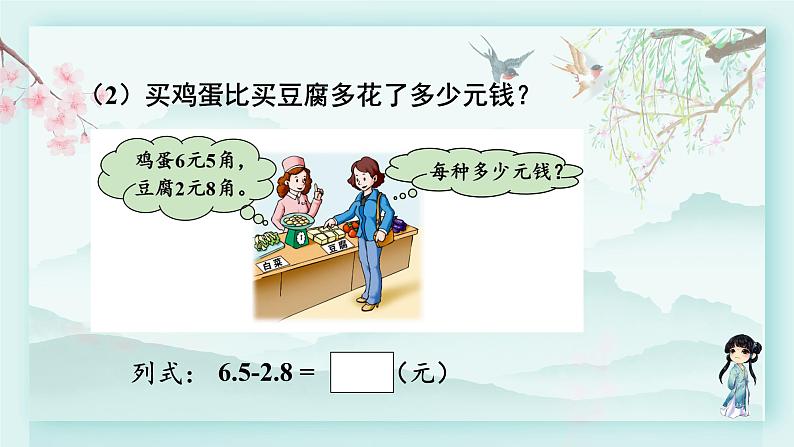 冀教版三年级数学下册教学课件 第六单元 小数的初步认识  第二课时一位小数的进位加法和退位减法第6页