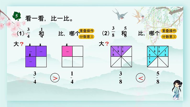 冀教版三年级数学下册教学课件 第八单元 分数的初步认识  第三课时 分数大小的比较第6页