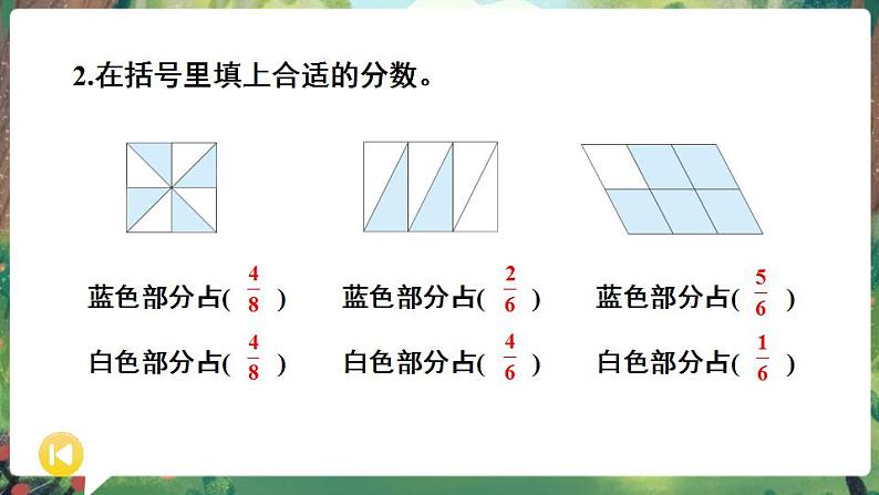 冀教版三年级数学下册教学课件 第八单元 分数的初步认识 整理与复习04