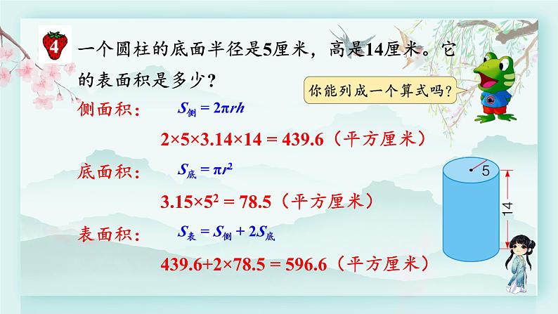 冀教版六年级数学下册教学课件 第四单元 圆柱和圆锥 第二课时 圆柱的表面积第7页