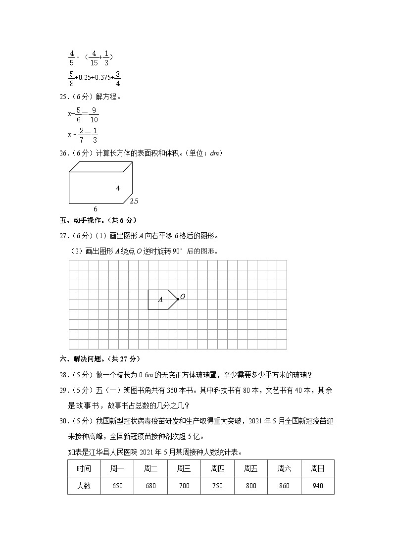 湖南省永州市江华县2020-2021学年五年级下学期期末数学试卷第3页