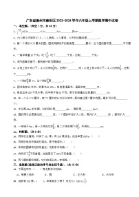 广东省惠州市惠阳区2023-2024学年六年级上学期期中数学试卷