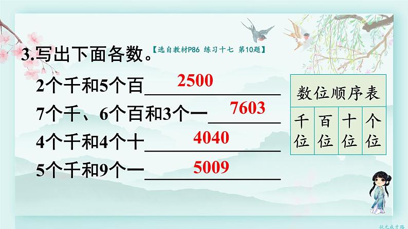 人教版二年级数学下册 第七单元 万以内数的认识     练习课（教材第85~87页）(教学课件)第6页