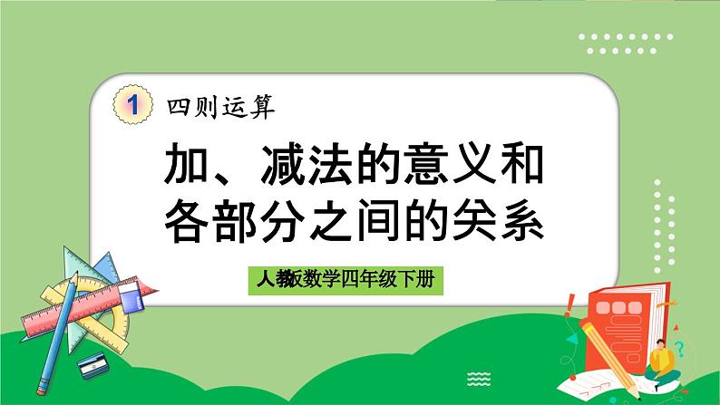 人教版数学四年级下册 1.1《加、减法的意义和各部分之间的关系》课件+教案+练习01