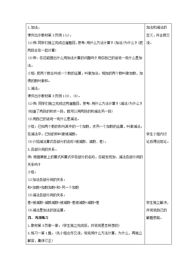 人教版数学四年级下册 1.1《加、减法的意义和各部分之间的关系》课件+教案+练习02