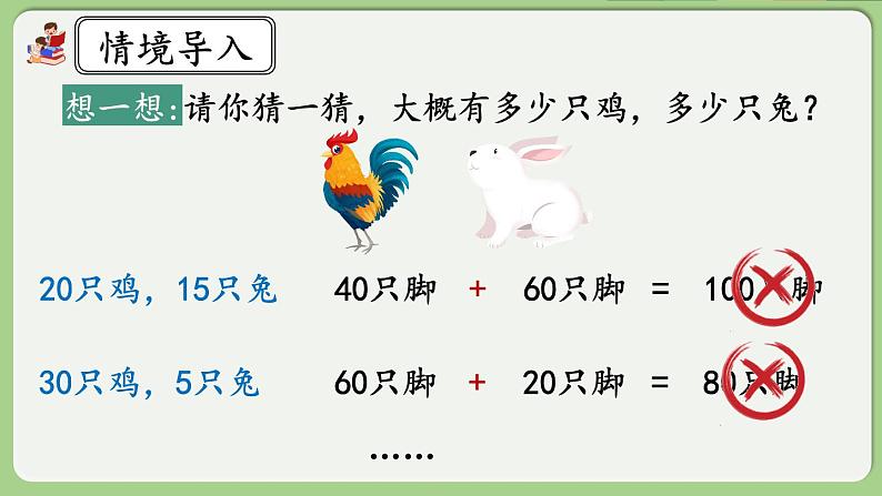 人教版数学四年级下册 9.1《鸡兔同笼》课件+教案+练习04