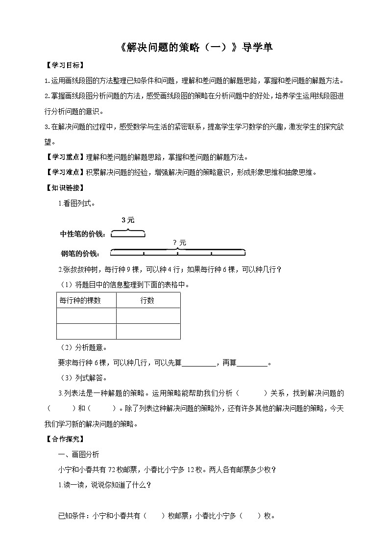 【核心素养】苏教版数学四年级下册-5.1 解决问题的策略（一）（课件+教案+学案+习题）01