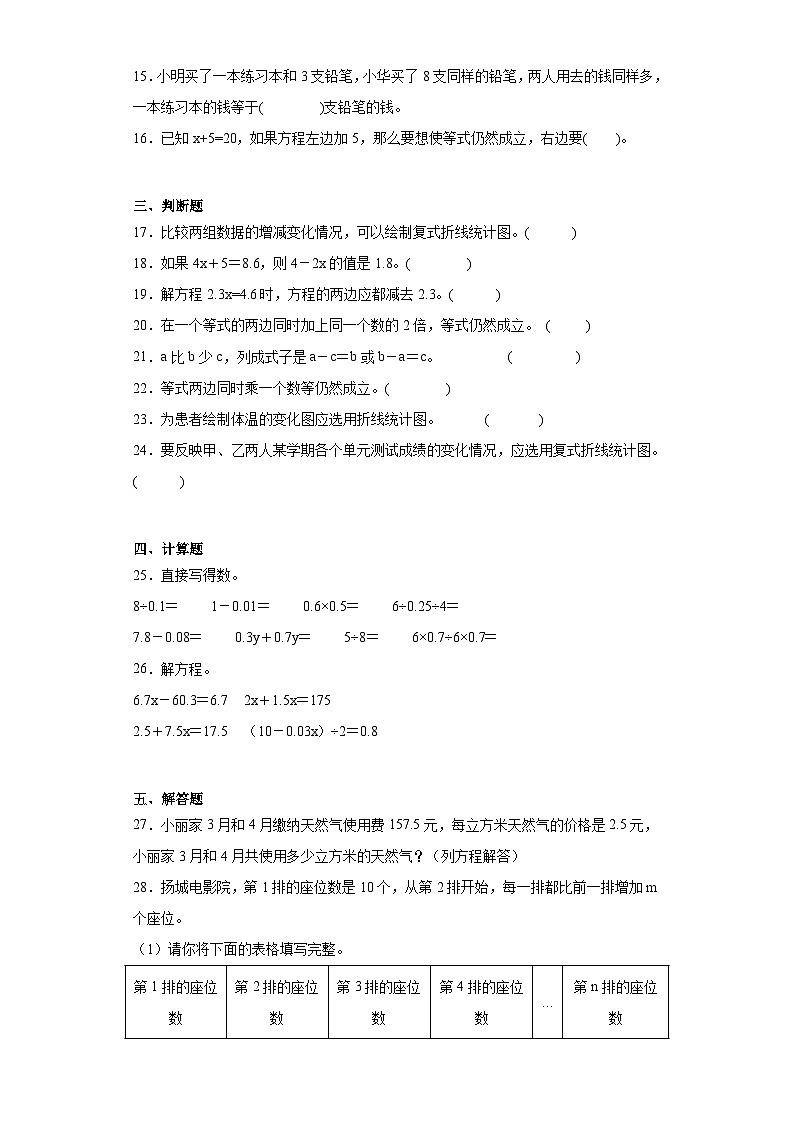 第一二单元月考综合测试（月考）-2023-2024学年五年级下册数学苏教版03