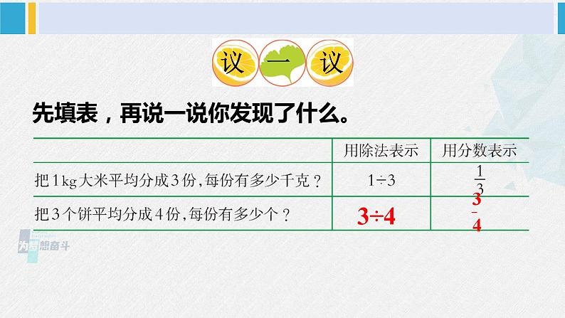 西南师大版五年级数学下册 2 分数 第2课时 分数与除法的关系 (课件)第6页