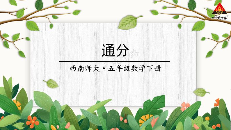 西南师大版五年级数学下册 2 分数 第2课时 通分 (课件)第1页