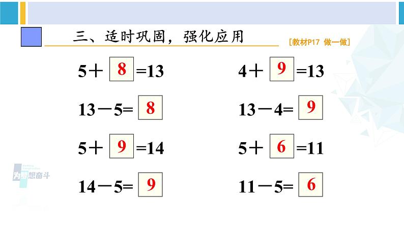 人教版一年级下册数学下册 2 20以内的退位减法 第4课时 十几减5、4、3、2（课件）08