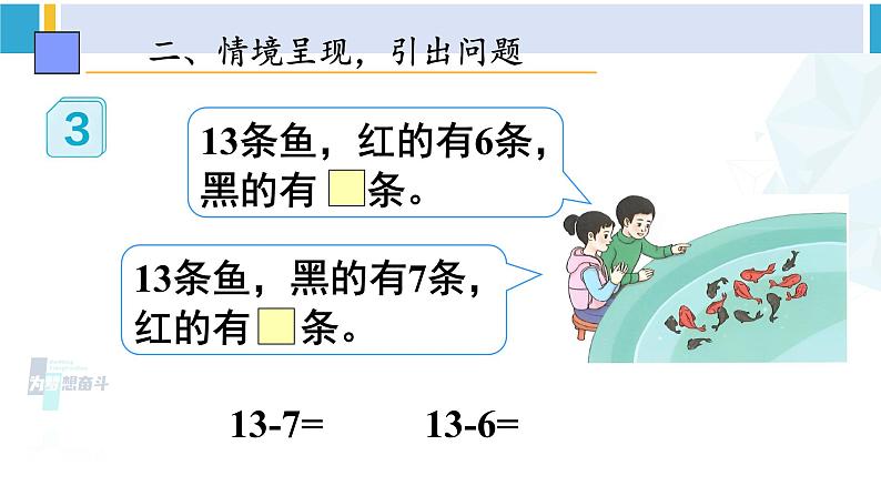 人教版一年级下册数学下册 2 20以内的退位减法 第3课时 十几减7、6（课件）第4页