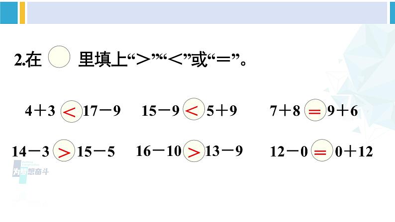 人教版一年级下册数学下册 2 20以内的退位减法 练习课（整理与复习）（课件）第3页