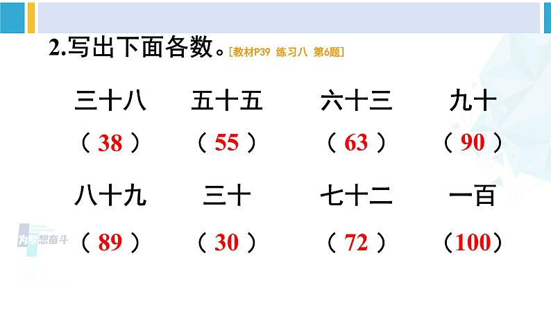 人教版一年级下册数学下册 4 100以内数的认识  练习课（第1-2课时）（课件）03