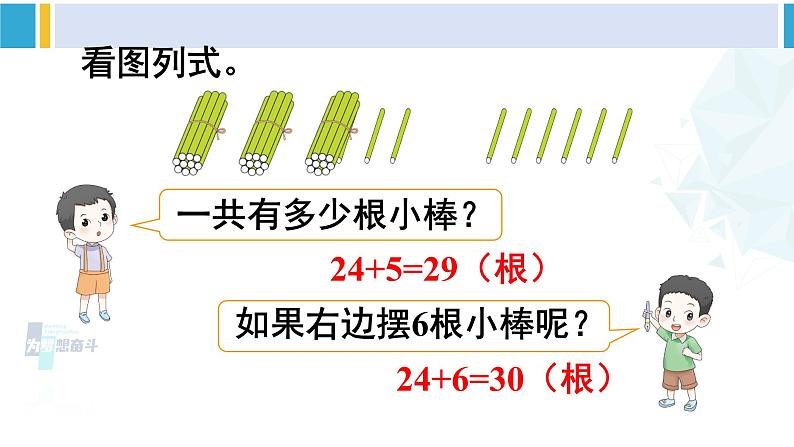 人教版一年级下册数学下册 6 100以内的加法和减法（一）   第2课时 两位数加一位数（进位）（课件）第3页