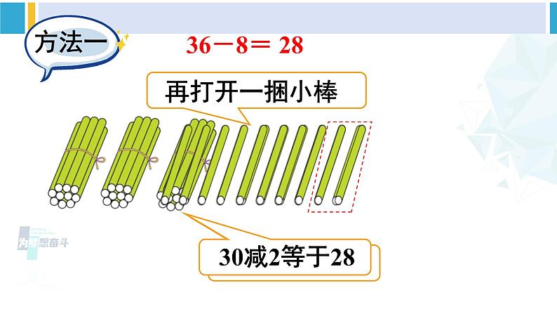 人教版一年级下册数学下册 6 100以内的加法和减法（一）   第2课时 两位数减一位数（退位）（课件）第4页