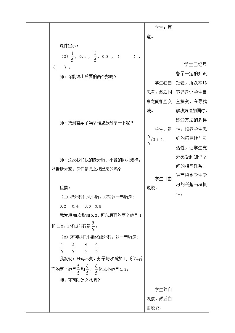 西师大版数学五年级下册《探索规律》教学设计03