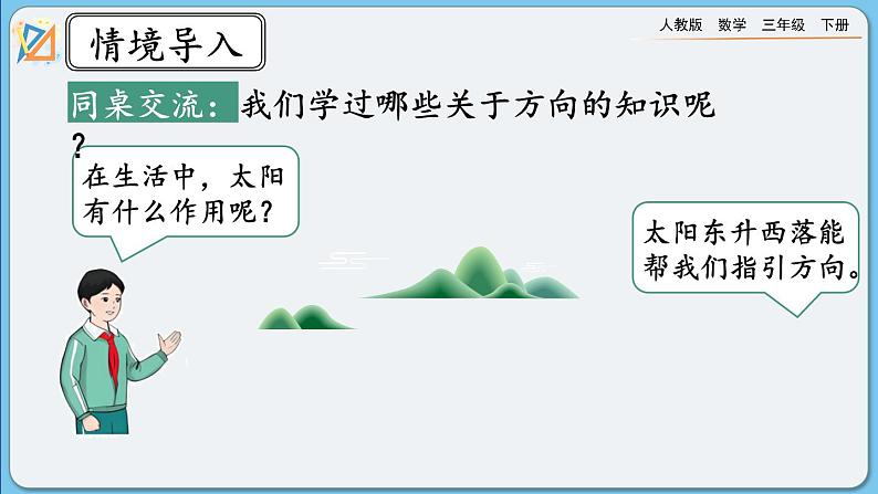 人教版数学三年级下册 1.1《认识东、南、西、北》课件第4页