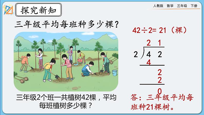 人教版数学三年级下册 2.2.1《一位数除两位数，商是两位数的除法》课件第8页