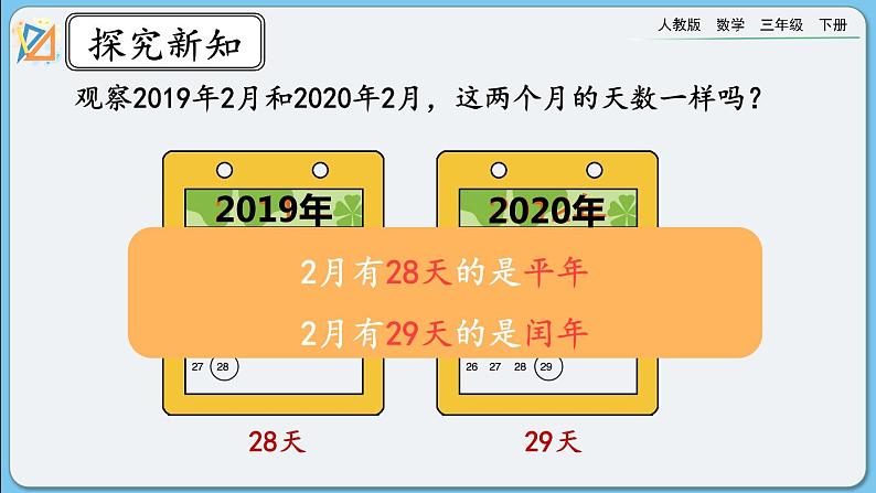 人教版数学三年级下册 6.2《平年、闰年》课件+教案+练习03