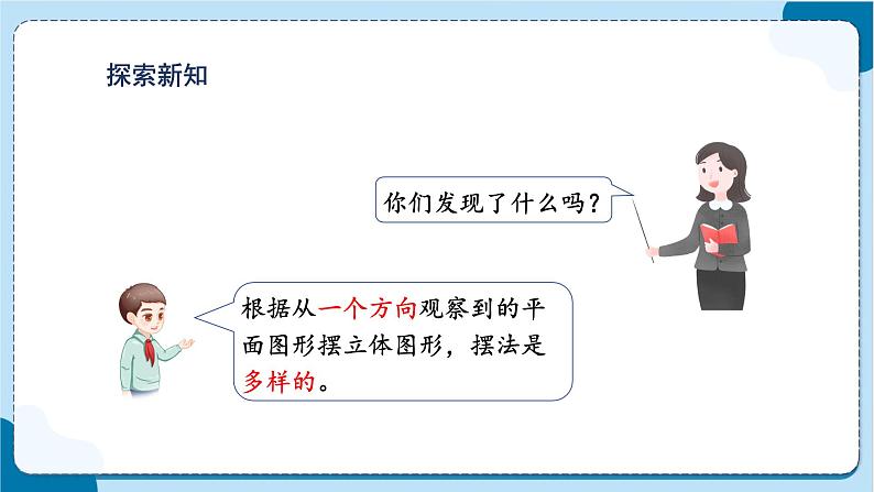 第1课时  根据从一个方向观察到的平面图形拼摆立体图形第6页