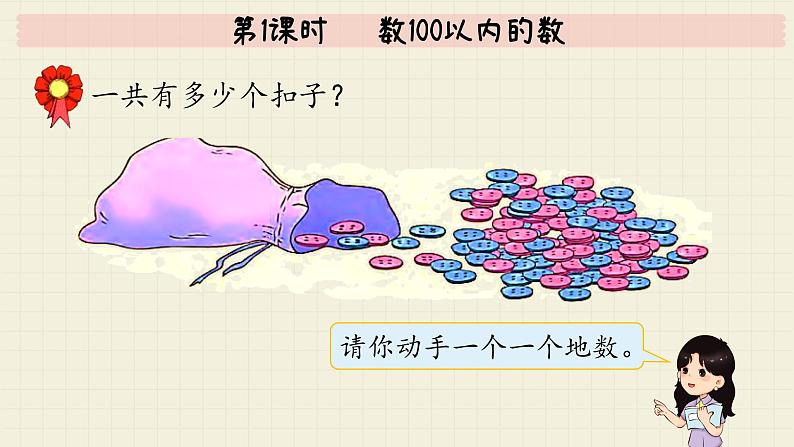 冀教版数学一年级下册 第3单元   第1课时   数100以内的数  PPT课件第7页