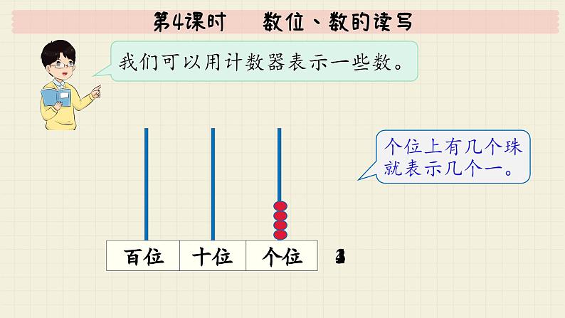 冀教版数学一年级下册 第3单元   第4课时   数位、数的读写  PPT课件第5页